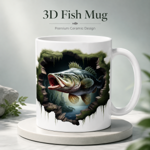 3D Fish Mug – Premium Ceramic Coffee Mug with 3D Aquatic Fish Wraparound Design, Microwave & Dishwasher Safe