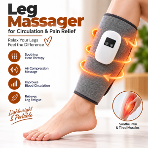 Cordless Leg Massager for Circulation and Pain Relief – Calf Air Compression Massager with Heat Therapy, Rechargeable Wireless Leg Wrap for Muscle Fatigue