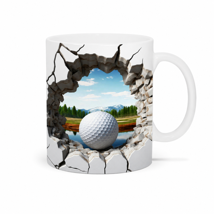 Golf Ball Sports Ceramic Mug – Premium Wraparound Design Coffee Mug with Golf Course Print, Microwave & Dishwasher Safe - Image 2