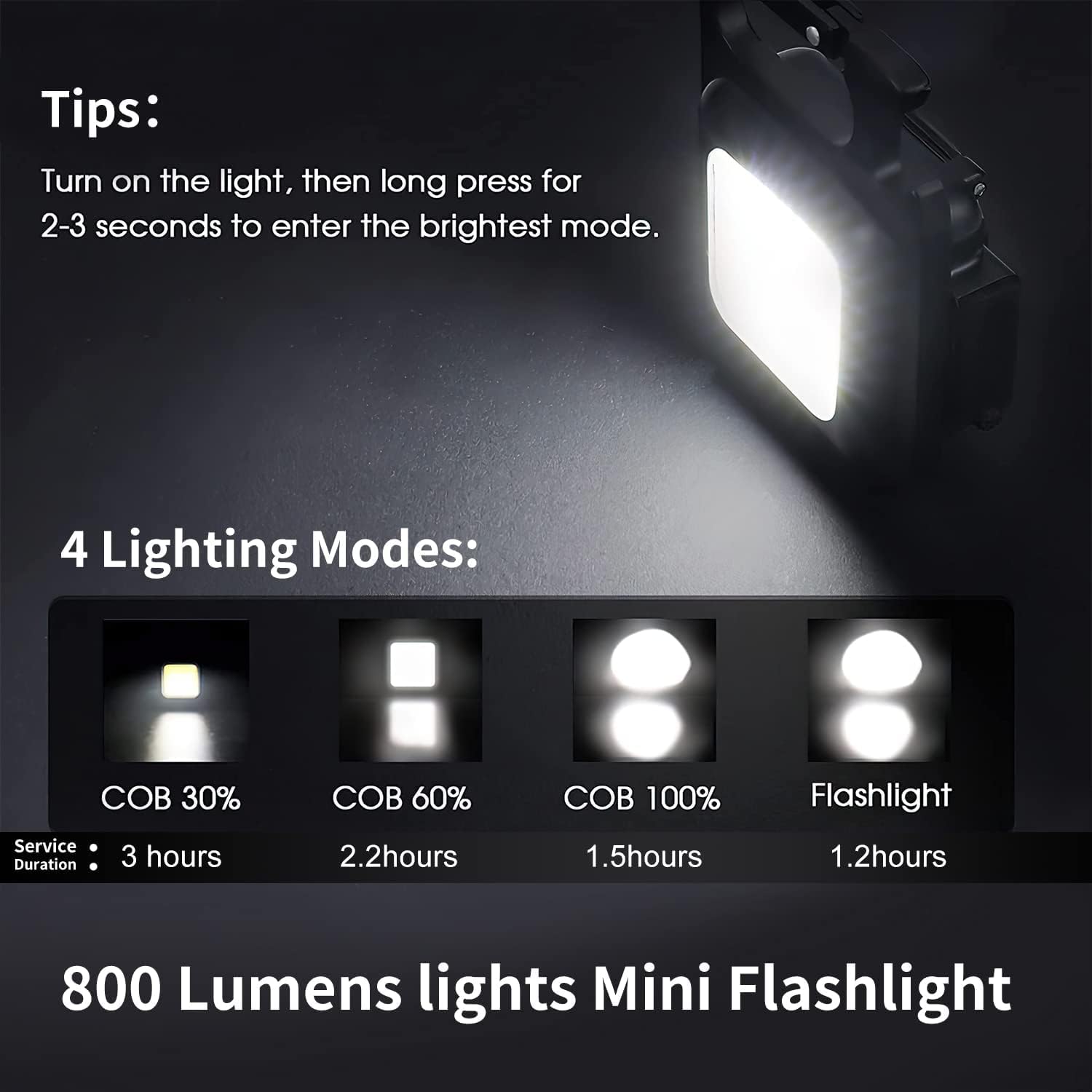 GEBSKIB 800 Lumen COB LED Keychain Work Light – Ultra-Bright Portable Mini Flashlight with 3 Lighting Modes, Magnetic Suction, Bottle Opener & Type-C Rechargeable Aluminum Design - Image 2