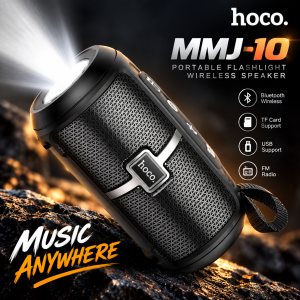 Hoco MMJ10 Portable Flashlight Wireless Bluetooth Speaker – Built-in LED Torch, 1200mAh Battery, TF, USB & FM Radio Support