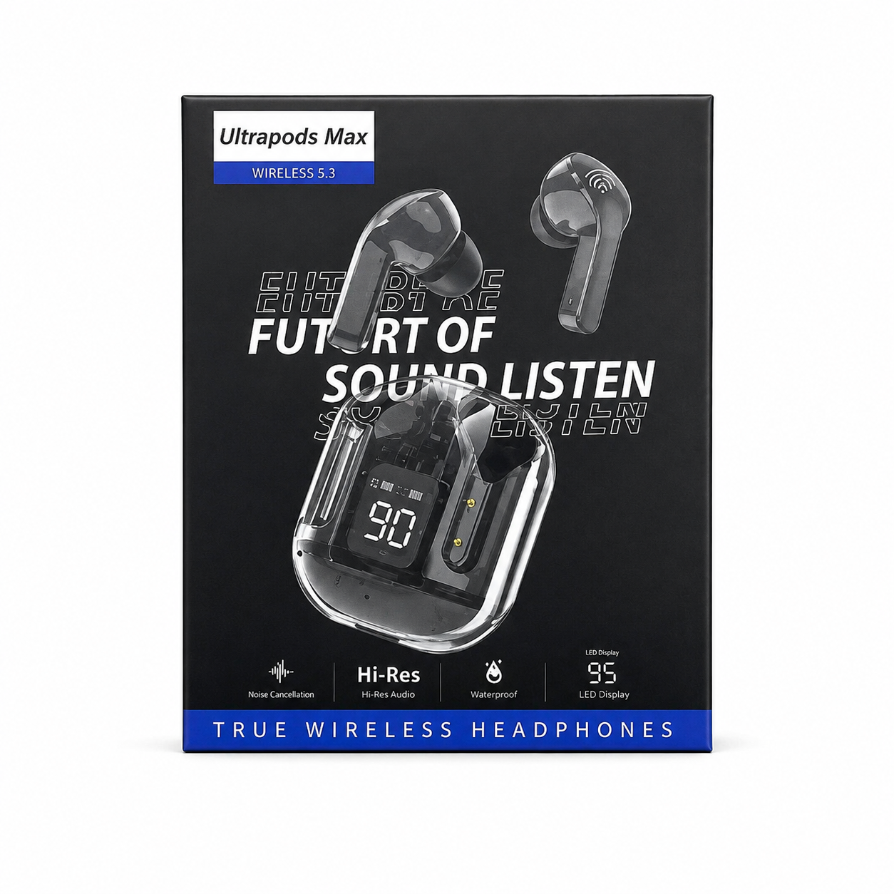 Ultrapods Pro Transparent True Wireless Earbuds – Bluetooth 5.3 TWS with Smart LED Display, ANC Noise Cancellation & IPX4 Waterproof - Image 5