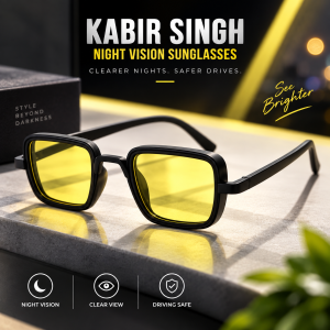 Kabir Singh Style Punk Sunglasses for Men – Anti-Glare Night Vision & Blue Cut Eyewear with Durable Metal Alloy Frame, Trendy Unisex Fashion Sun Glasses