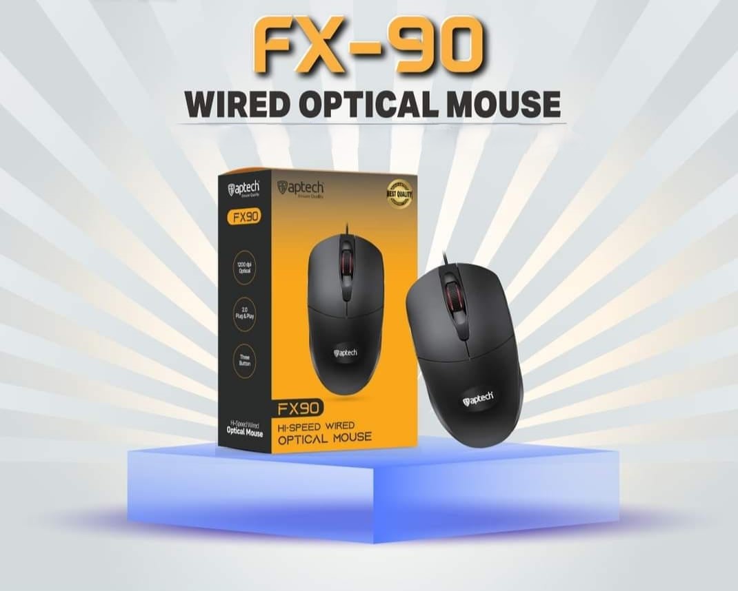Aptech FX90 USB Wired Optical Mouse – 1200 DPI Precision Sensor, Lightweight 68g Ergonomic Design, 1.35M Durable Cable, 3+ Million Clicks Lifespan & Universal Compatibility - Image 2