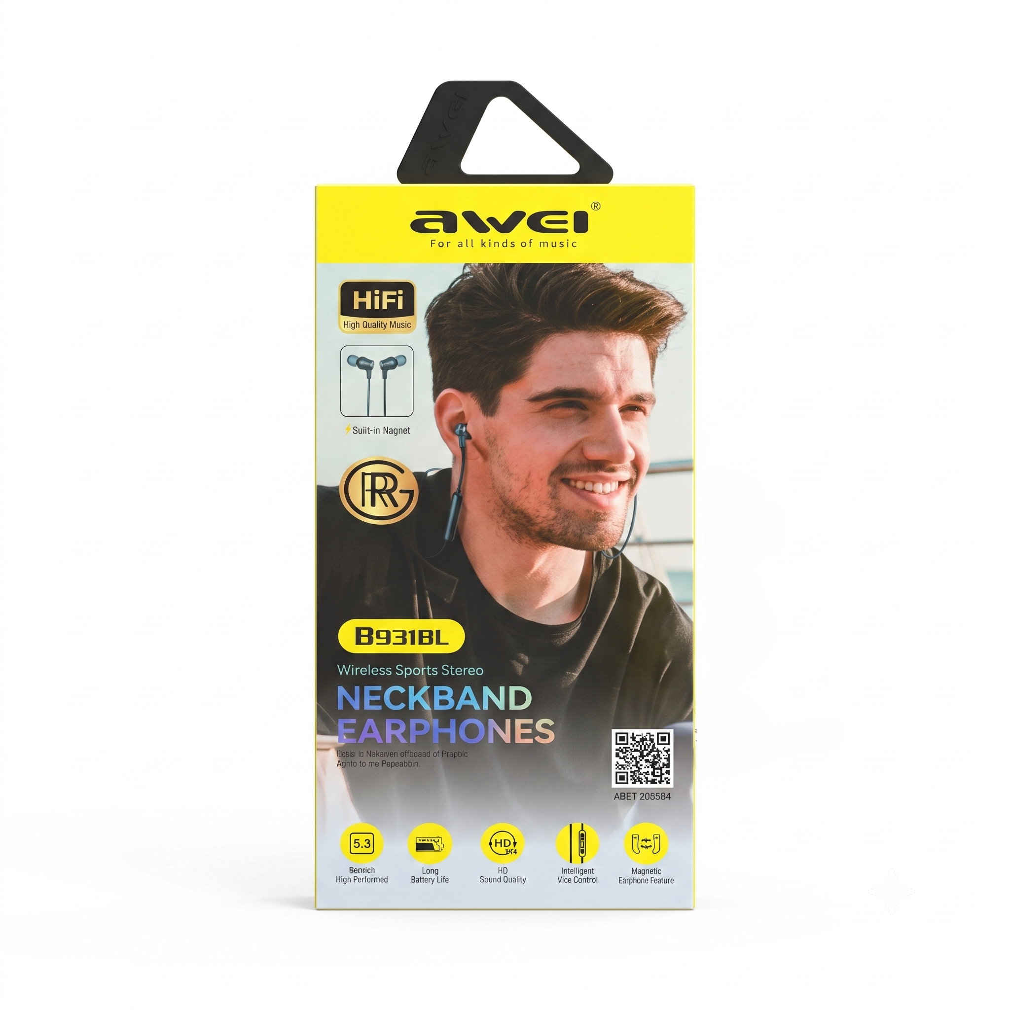 Awei B931BL Wireless Sports Neckband Earphone – Bluetooth 5.3 Headset with HiFi Stereo Sound, Deep Bass, 200mAh Battery & In-line Wire Control - Image 3