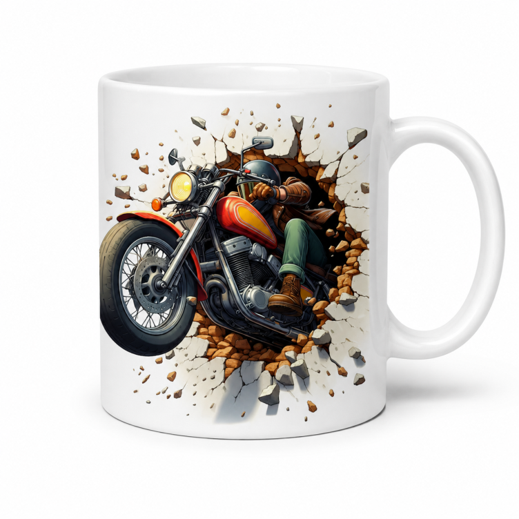 Motorcycle Mug – Premium Ceramic Coffee Mug with 3D Creative Biker Wraparound Design, Microwave & Dishwasher Safe - Image 2