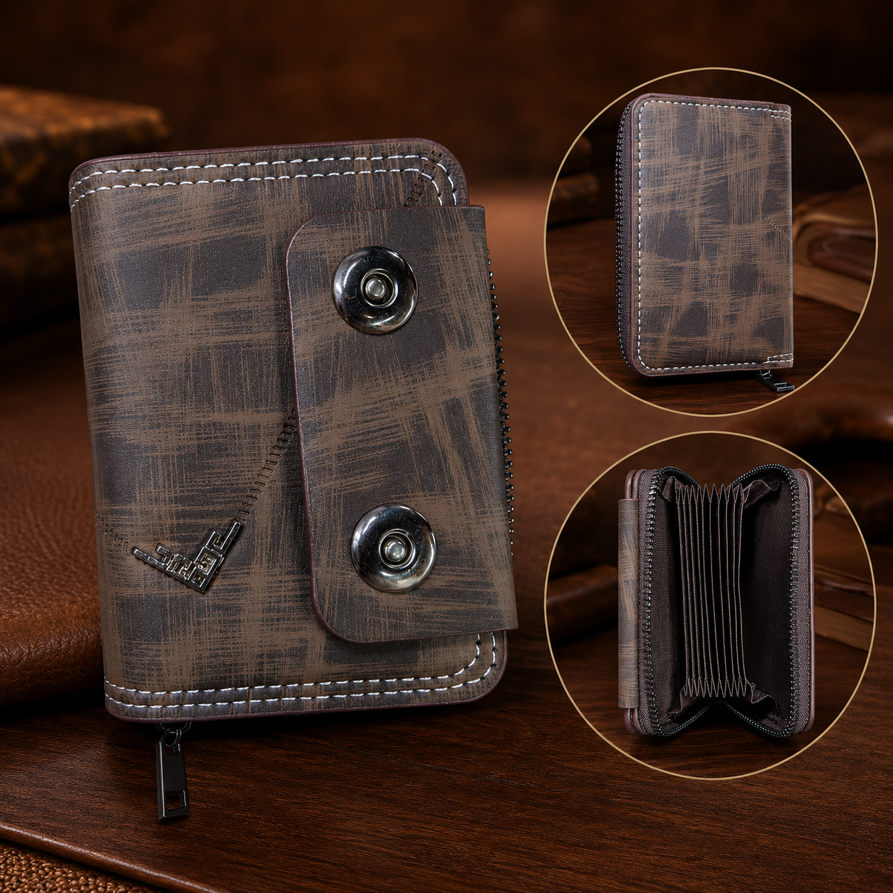 Multi-Compartment Zipper Wallet for Men - Image 3