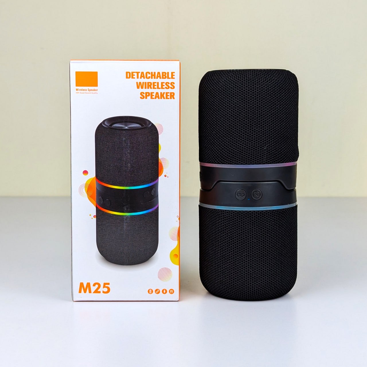 NEW M25 Outdoor Wireless DJ Two-in-One Split Bluetooth Speaker – 10W Portable Audio Player with Sync LED Lights, TWS, AUX & TF Card Support - Image 4