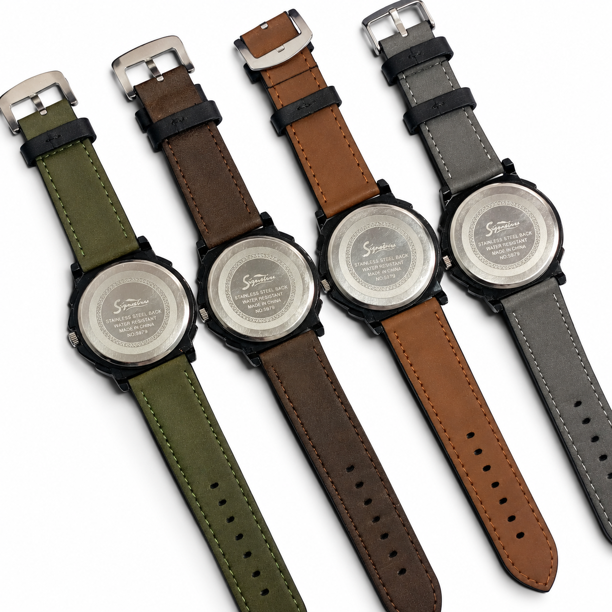 Signature Classic Men's Watch with Metal Body & Artificial Leather Strap - Image 3