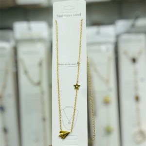 Anti-tarnish paper plane and star chain necklace