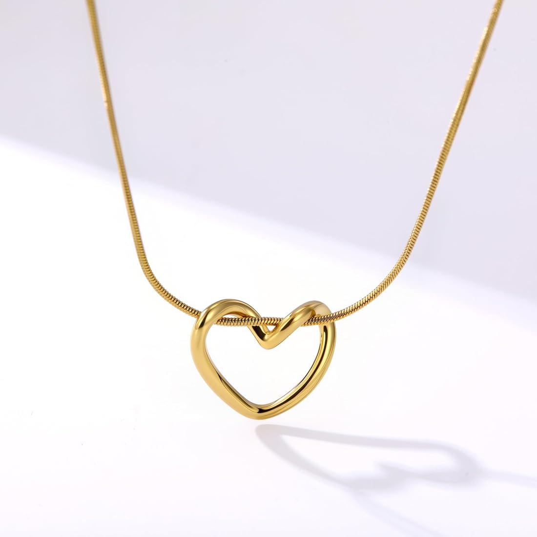 Minimalist Twisted Open-Heart Pendant Necklace - Image 7