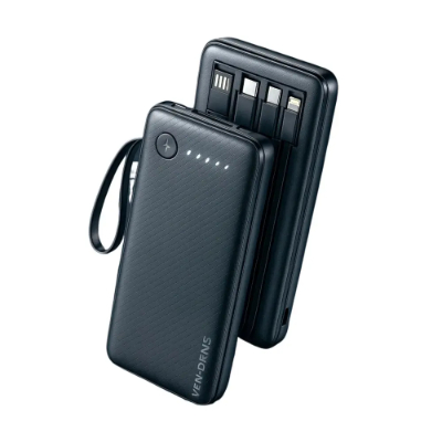 VEN-DENS VD-PB059 20000mAh Power Bank – Portable Charger with Built-in Type-C, Micro & Lightning Cables, LED Indicator & Flight-Friendly Design - Image 2