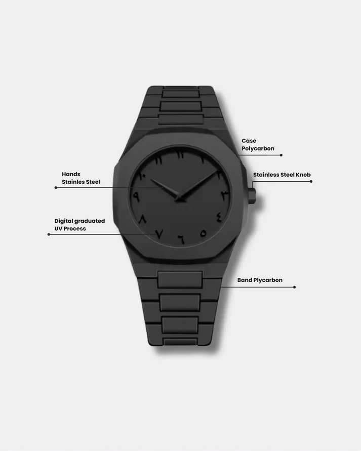 D1 Milano Polycarbon Arabic Watch – Black - Image 4