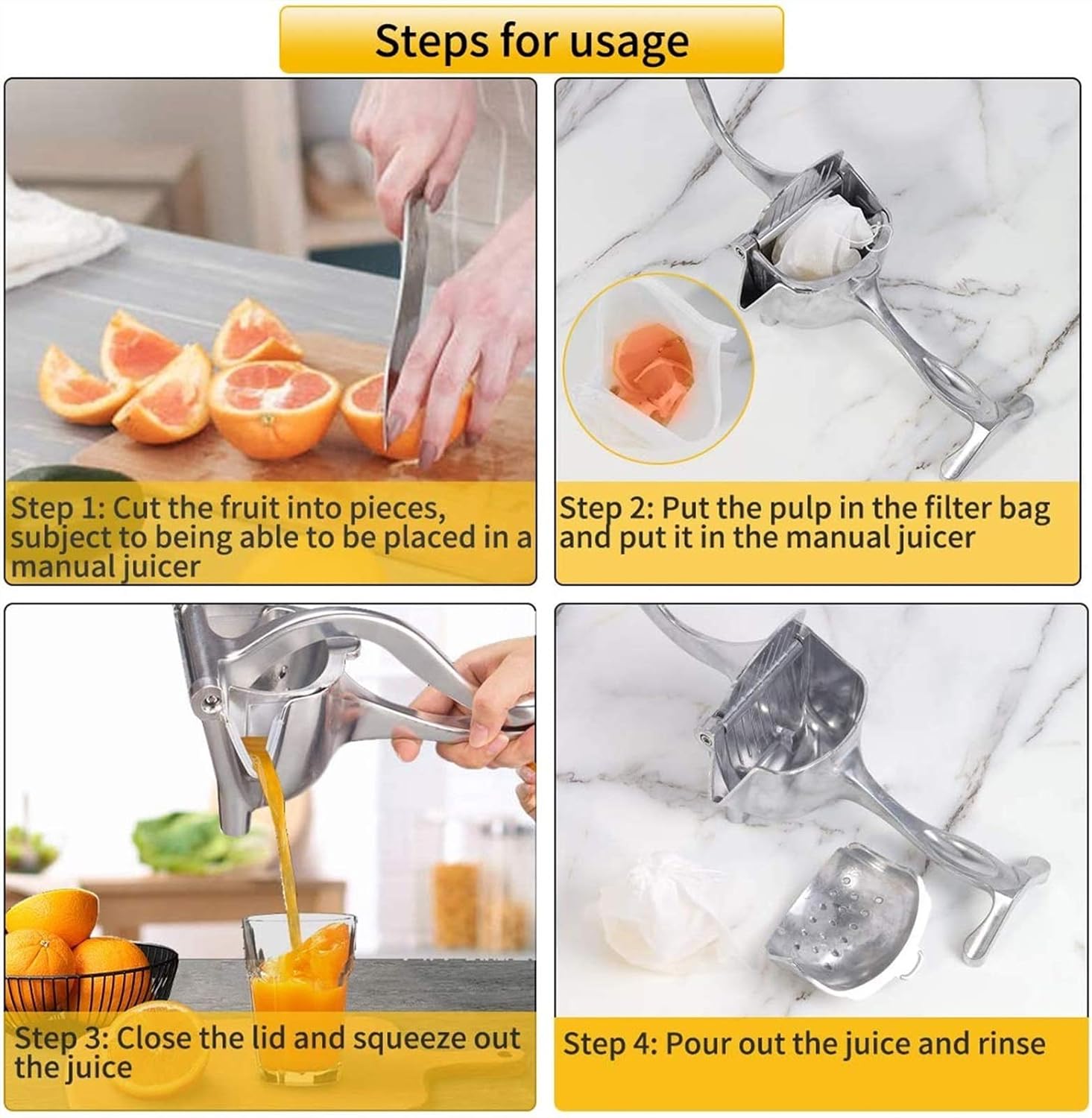 Aluminium Steel Heavy Duty Handhold Press Fruit Juicer, Fruit Manual & Instant juicer - Image 3