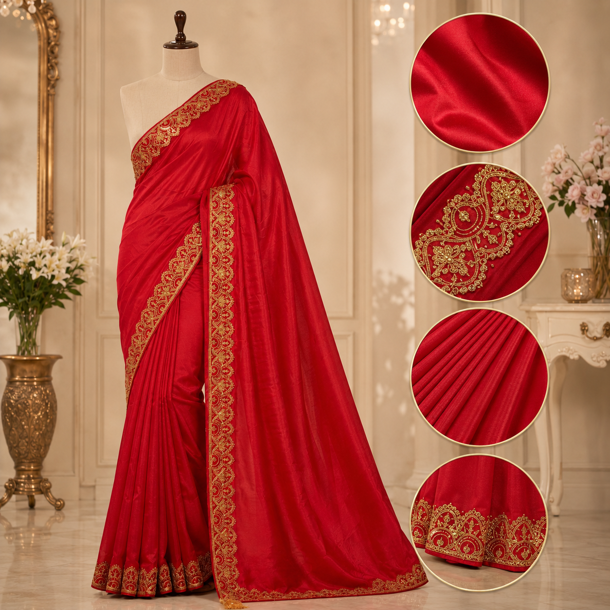 Premium Dupion Silk Saree with Blouse Piece | Soft & Elegant Traditional Wear for Wedding, Eid & Party - Image 2