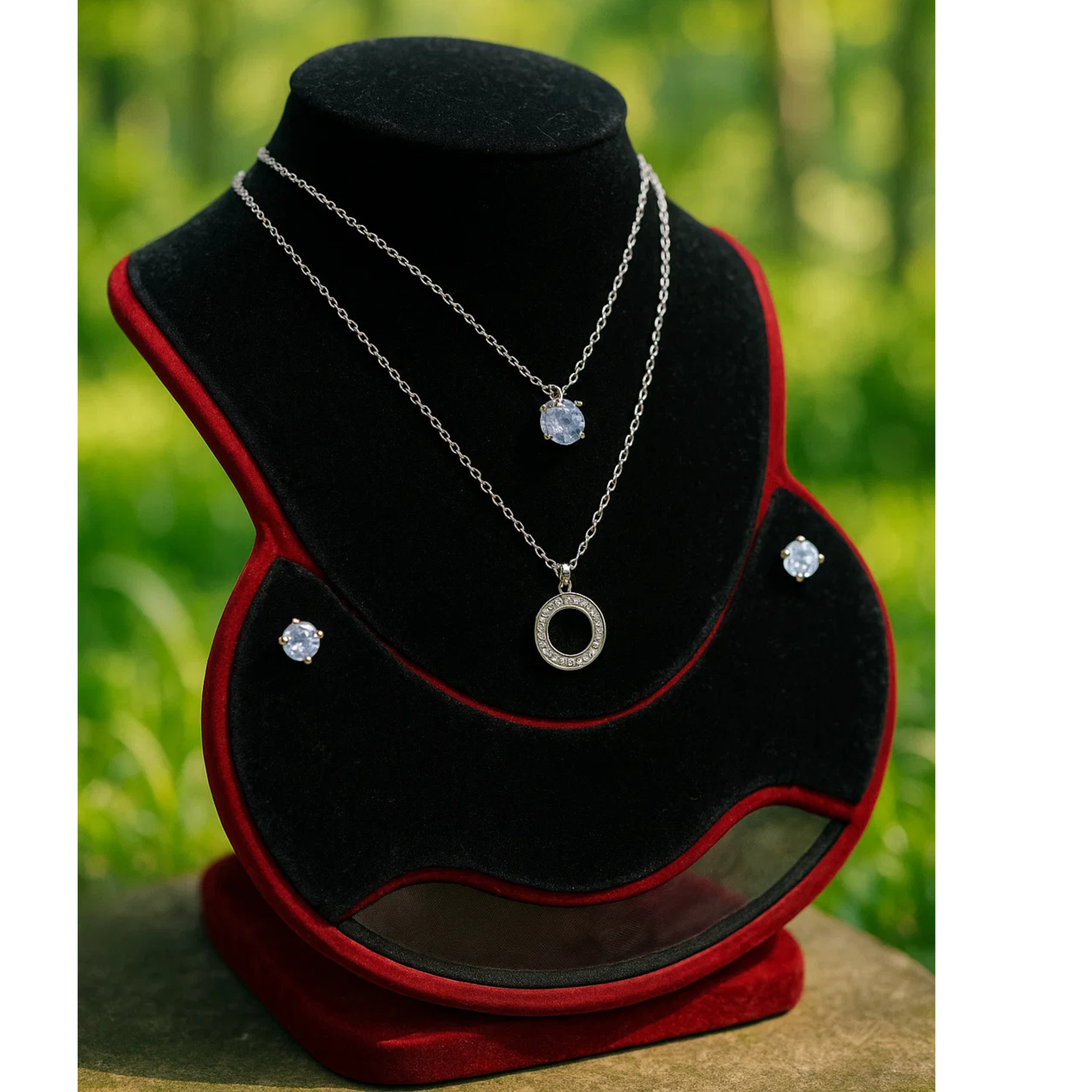 Necklace With Matching Radiant Crystal Stud Earrings. - Image 2